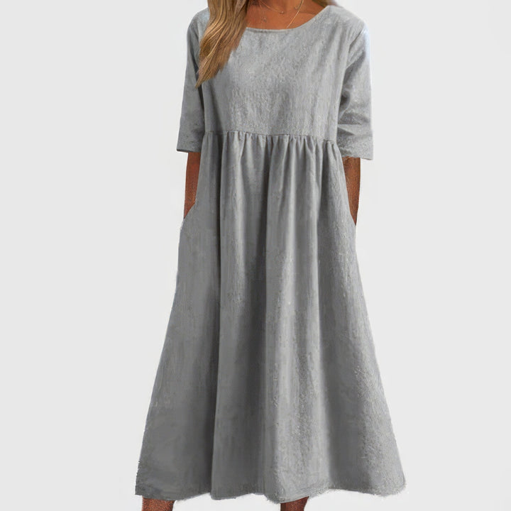 Adalyne | kleid mit Rundhalsausschnitt und Taschen